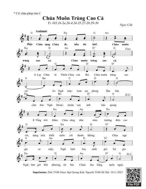 Chúa Muôn Trùng Cao Cả (Tv, 103)