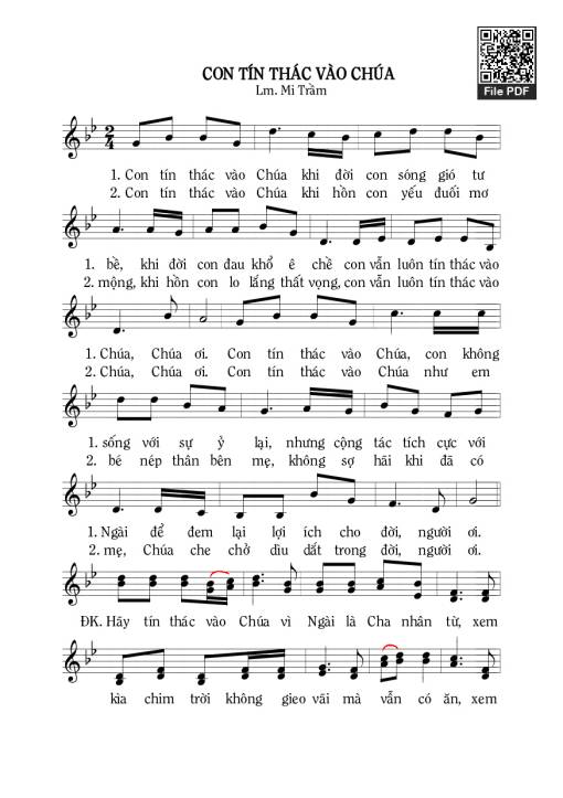 Sheet PDF of Con Tín Thác Vào Chúa
