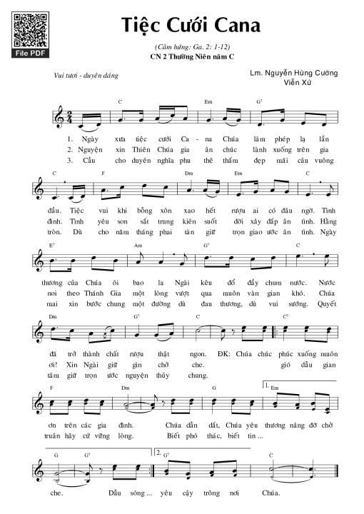 Sheet PDF of Tiệc Cưới Cana - Lm. Nguyễn Hùng Cường