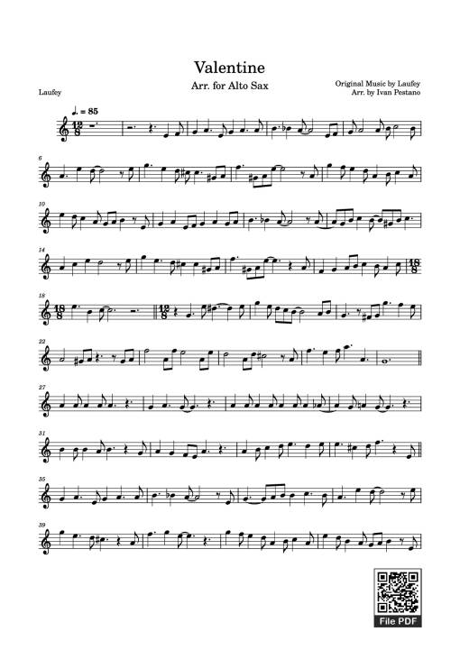 Sheet PDF of Valentine - Original Music By Laufey
