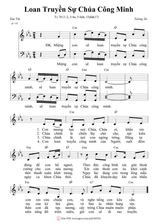 Thánh Vịnh 70, Loan Truyền Sự Chúa Công Minh