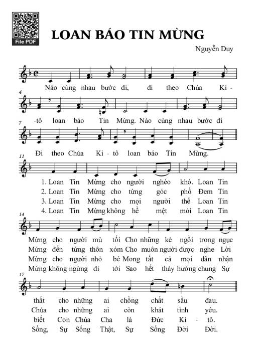 Sheet PDF of Loan Báo Tin Mừng