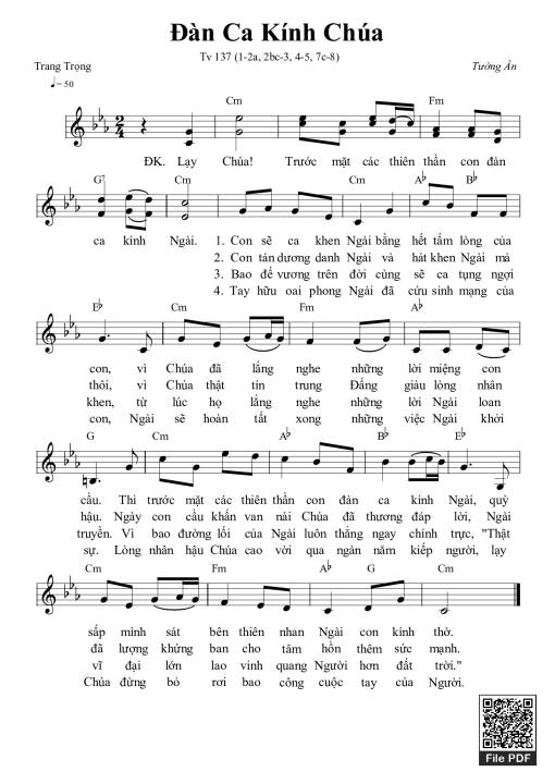 Sheet PDF of Thánh Vịnh 137, Đàn Ca Kính Chúa