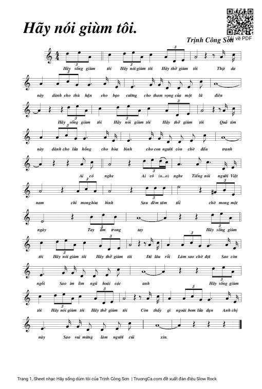 Sheet PDF of Hãy sống dùm tôi