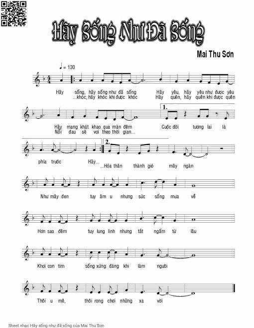Sheet PDF of Hãy sống như đã sống
