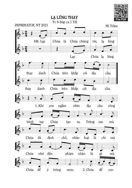 Sheet PDF of Thánh Vịnh 8, Lạ Lùng Thay