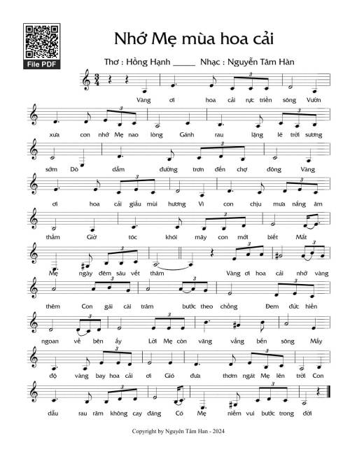 Sheet PDF of Nhớ mẹ mùa hoa cải