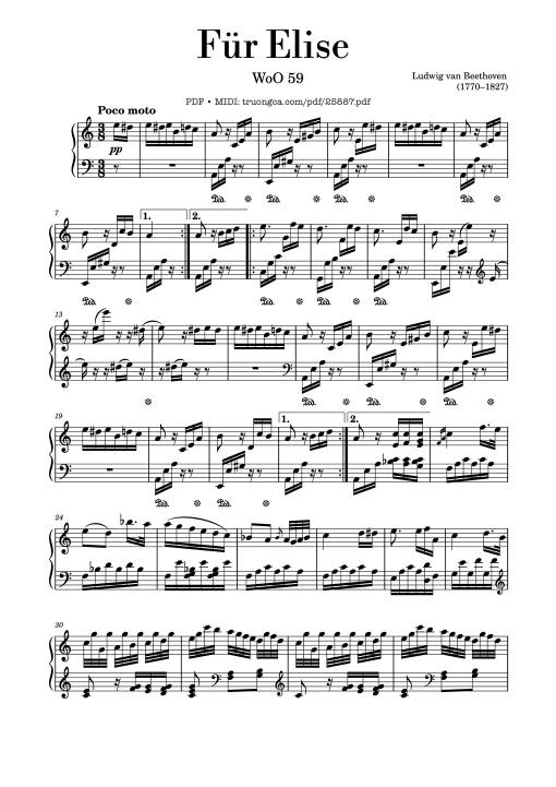 Fur Elise (full) Piano