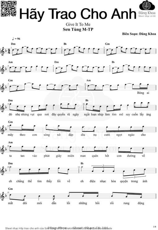 Sheet PDF of Hãy trao cho anh