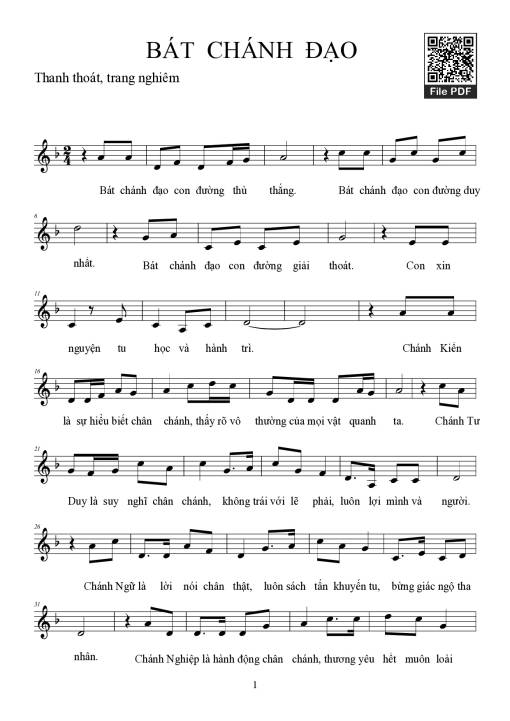 Sheet PDF of Bát chánh đạo