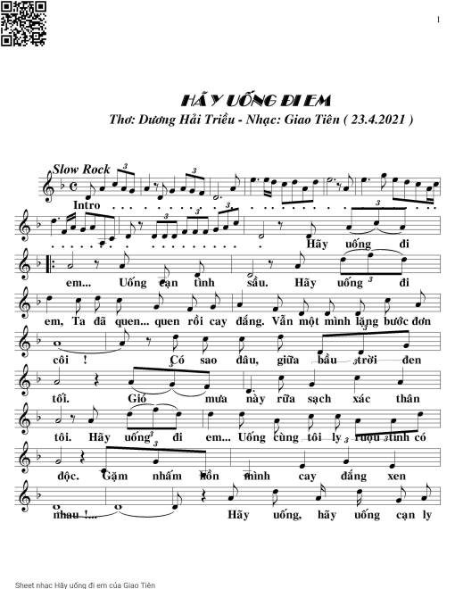 Sheet PDF of Hãy uống đi em