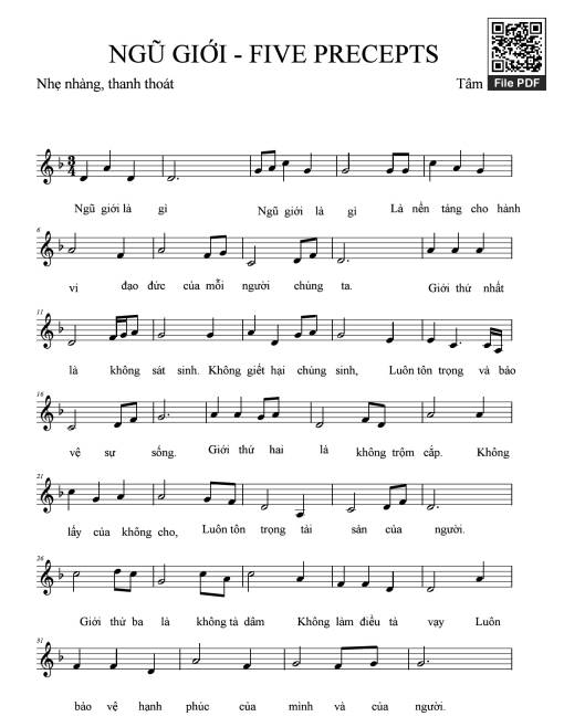 Sheet PDF of Ngũ giới - Tâm Đức