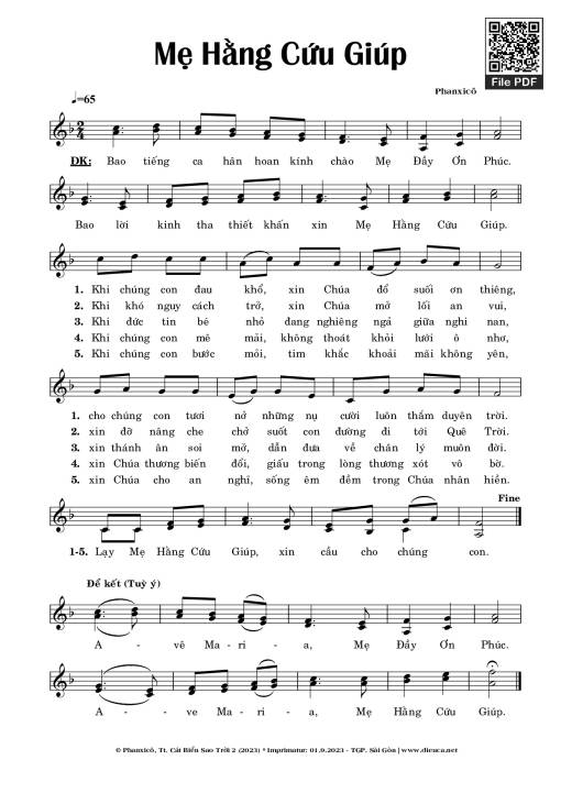Sheet PDF of Mẹ hằng cứu giúp