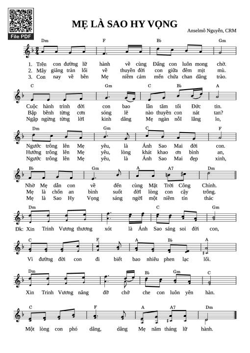 Sheet PDF of MẸ LÀ SAO HY VỌNG