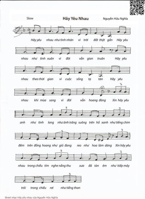 Sheet PDF of Hãy yêu nhau - Nguyễn Hữu Nghĩa