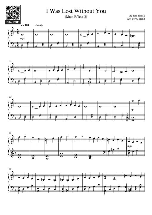 Sheet PDF of I Was Lost Without You Piano