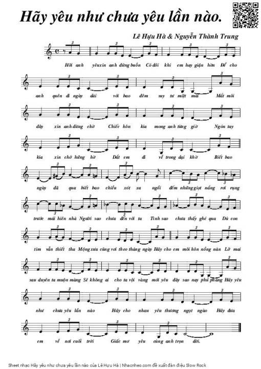 Sheet PDF of Hãy yêu như chưa yêu lần nào