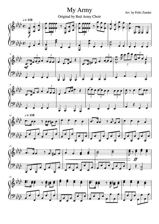 My Army Piano - Arr. By Felix Zander
