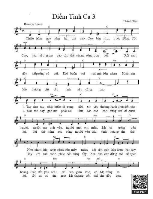 Sheet PDF of Diễm tình ca 3