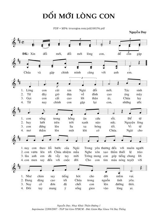 Sheet PDF of Đổi Mới Lòng Con