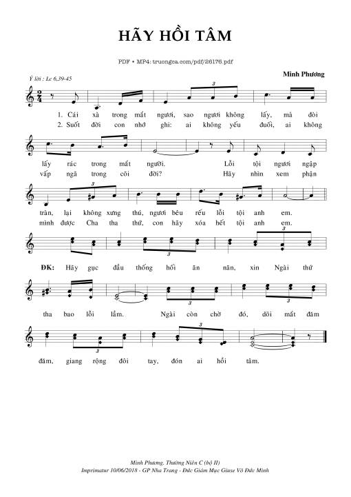 Sheet PDF of Hãy Hồi Tâm