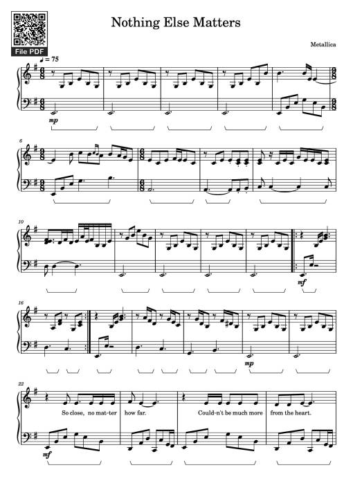 Nothing Else Matters Piano