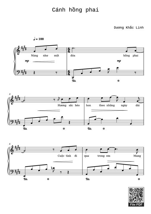 Sheet PDF of Cánh hồng phai Piano