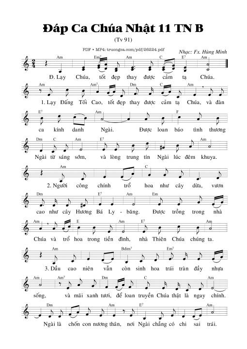 Thánh Vịnh 91, Chúa Nhật 11B Thường Niên