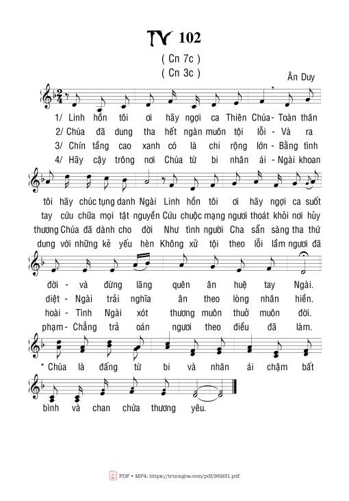 Thánh Vịnh 102, Chúa Từ Bi Nhân Ái