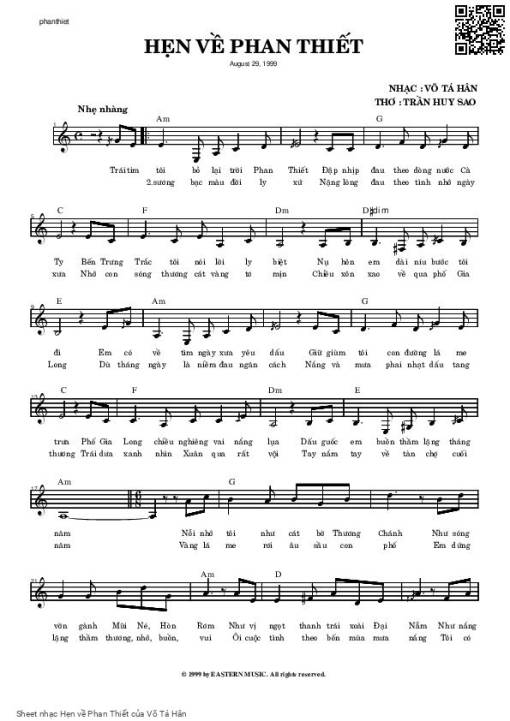 Sheet PDF of Hẹn về Phan Thiết