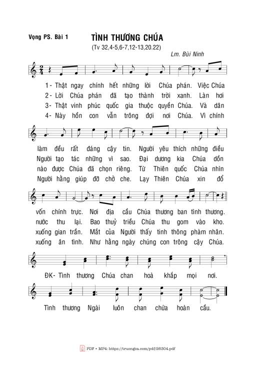 Sheet PDF of Thánh Vịnh 32, Tình Thương Chúa