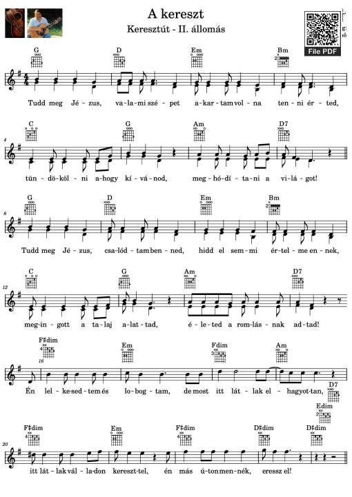 A kereszt Guitar TAB