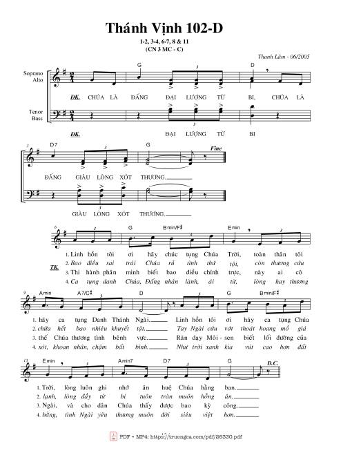 Thánh Vịnh 102, Chúa Nhật 3C Mùa Chay