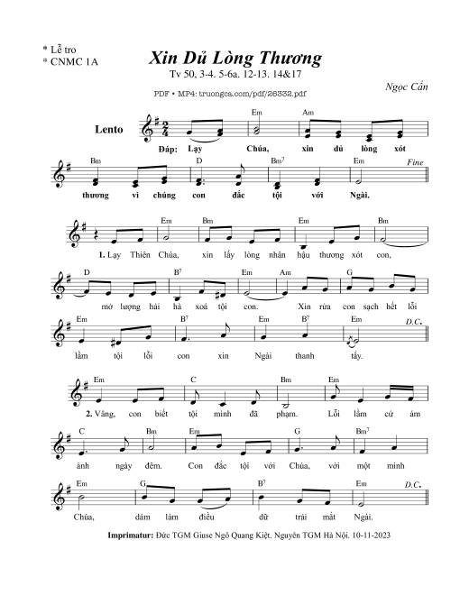 Thánh Vịnh 50, Xin Dủ Lòng Thương