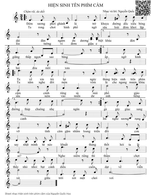 Sheet PDF of Hiện sinh trên phím cầm