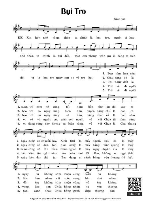 Sheet PDF of Bụi Tro - Ngọc Kôn