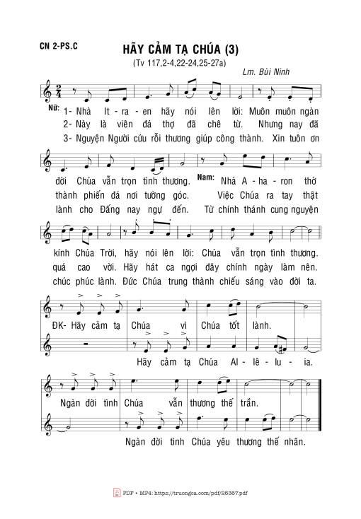 Sheet PDF of Thánh Vịnh 117, Hãy Cảm Tạ Chúa -3