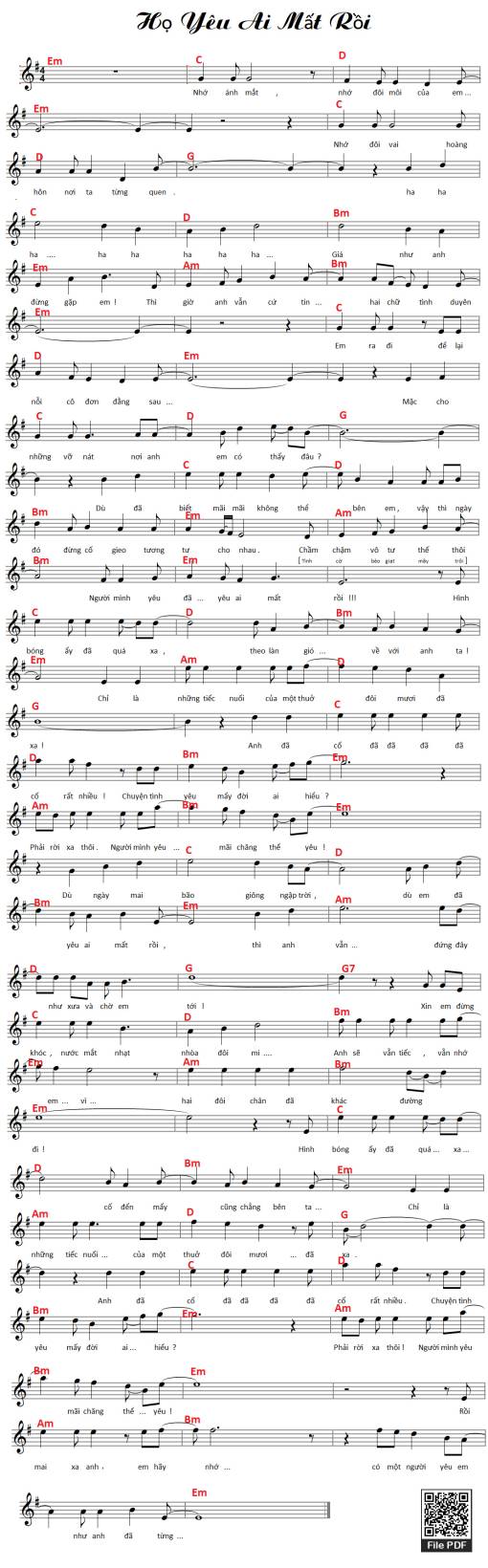 Sheet PDF of Họ yêu ai mất rồi