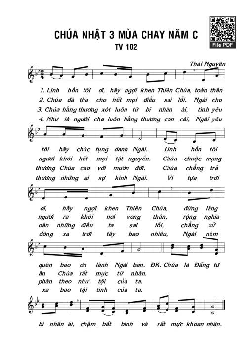 Sheet PDF of Thánh Vịnh 102, Chúa Nhật 3C Mùa Chay