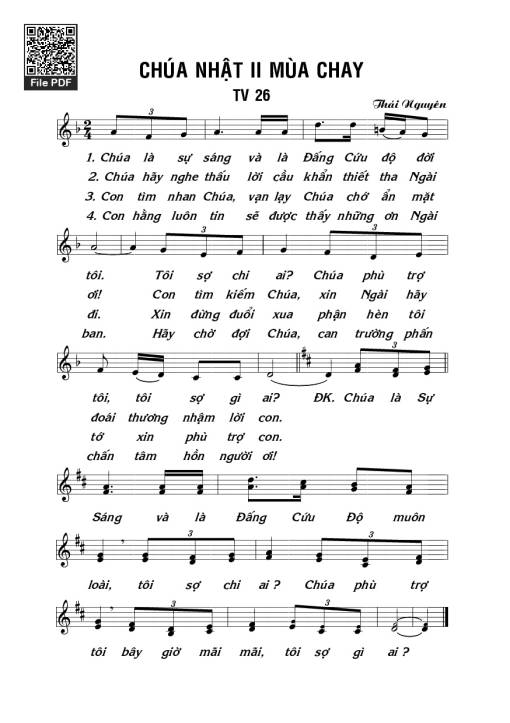 Sheet PDF of Thánh Vịnh 26, Chúa Nhật 2C Mùa Chay
