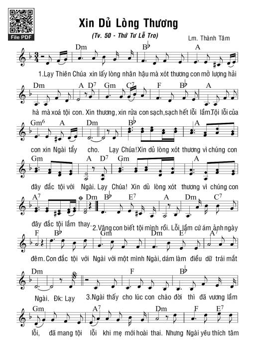 Sheet PDF of Xin Dủ Lòng Thương (Tv 50)