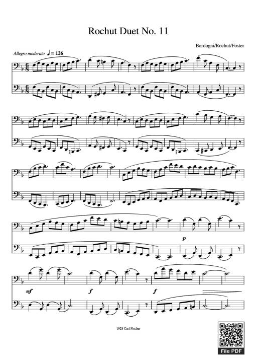 Sheet PDF of Rochut Duet No. 11 Piano
