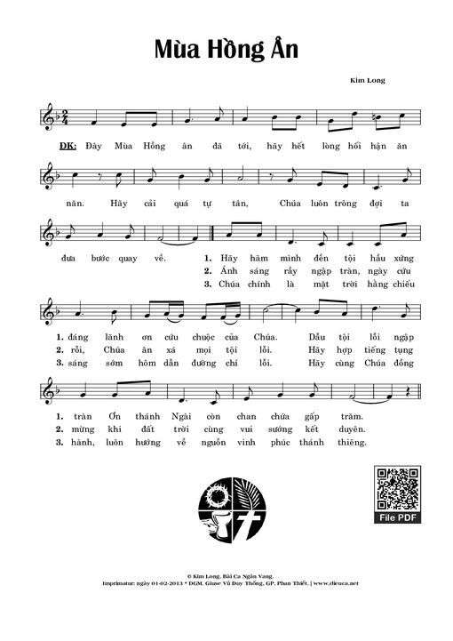 Sheet PDF of Mùa Hồng Ân