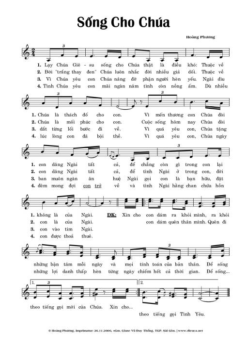 Sheet PDF of Sống Cho Chúa