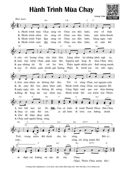 Sheet PDF of Hành Trình Mùa Chay