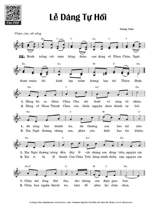 Sheet PDF of Lễ Dâng Tự Hối 1