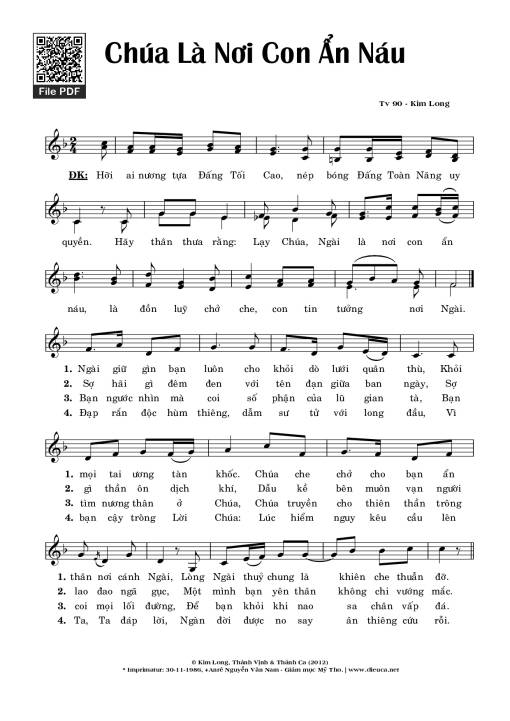 Sheet PDF of Thánh Vịnh 90, Chúa Là Nơi Con Ẩn Náu