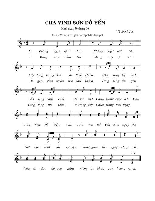 Sheet PDF of Cha Vinh Sơn Đỗ Yến (30.06)