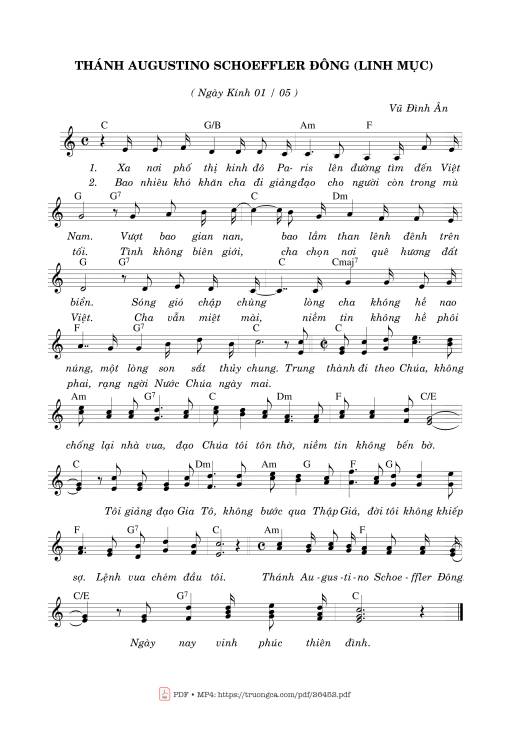 Sheet PDF of Thánh Augustino Schoeffler Đông (Linh Mục) (01.05)