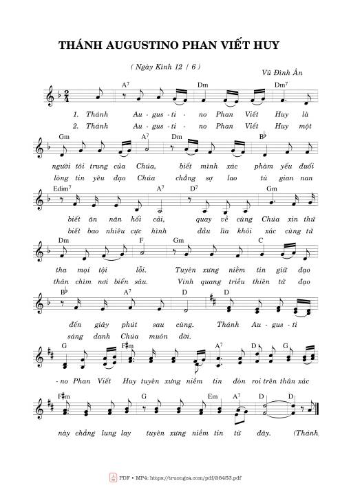 Sheet PDF of Thánh Augustino Phan Viết Huy (12.06)